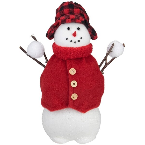 Snowman with Buffalo Plaid Hat Christmas Figure