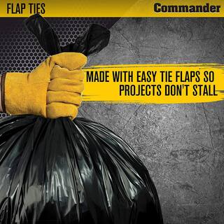 Commander 33 in. x 45 in. 42 Gal. Black Heavy-Duty Trash Bags (Pack of 20) 3 mil for Home Kitchen Lawn and Contractor (Pack of 20) 3MCON20