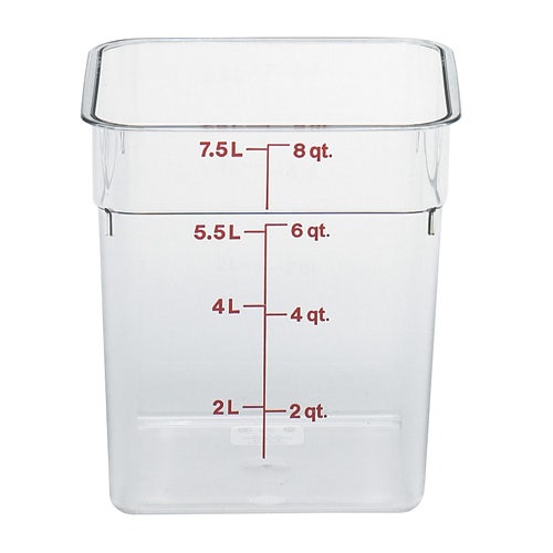 Cambro 8SFSP Camsquare Poly Container， 8 Qt. Capacity， Clear Camwear