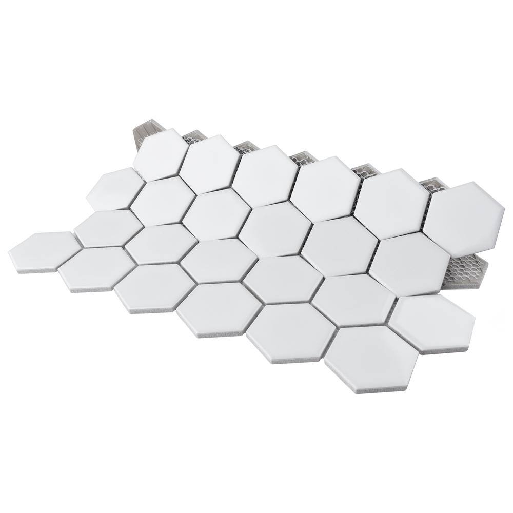 Merola Tile Metro 2 in. Hex White Porcelain Mosaic Tile (10.0 sq. ft.Case) FXLM2HGW