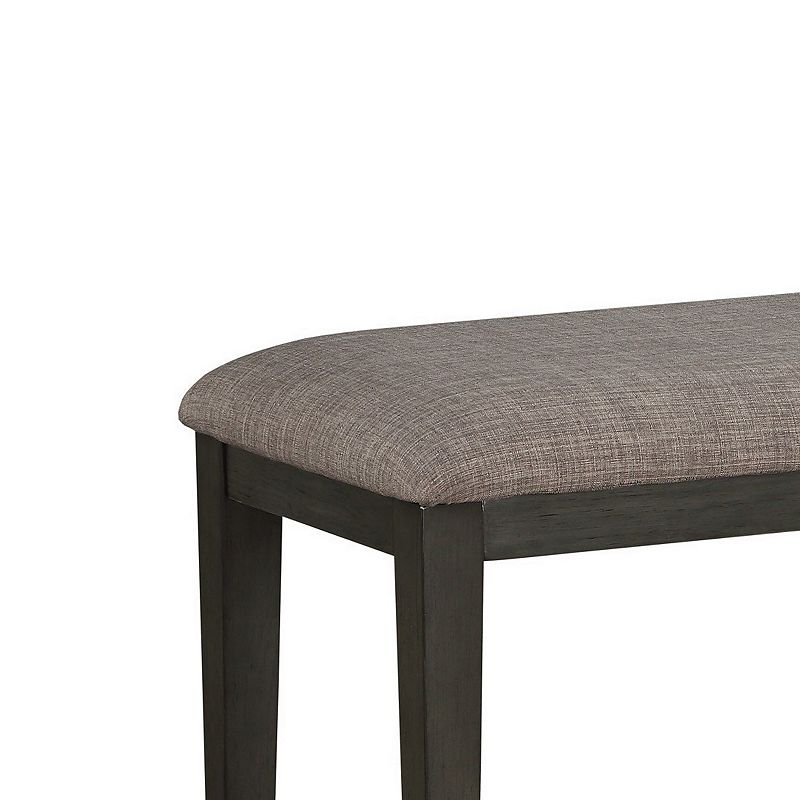 Rectangular Style Wooden Bench with Fabric Upholstered Seat， Gray and Beige