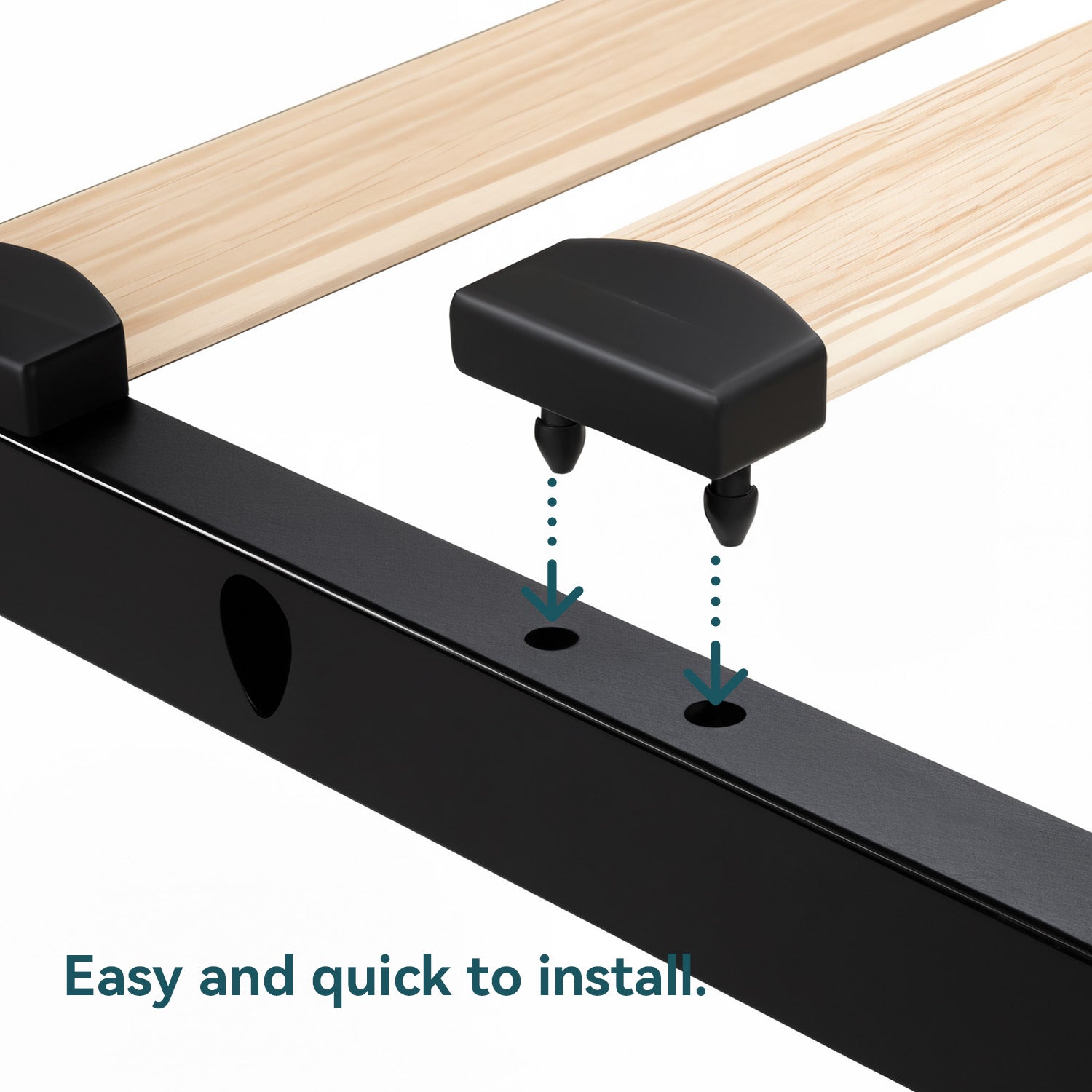 Upholstered Bed Frame with 4 Drawers Storage and Headboard with Wood Slat Support, No Box Spring Needed