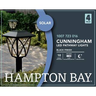 Hampton Bay Cunningham 10 Lumens Solar Black LED Path Light (4-Pack) P3100-01-06