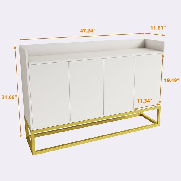 4-Door Storage Cabinet with Square Metal Legs