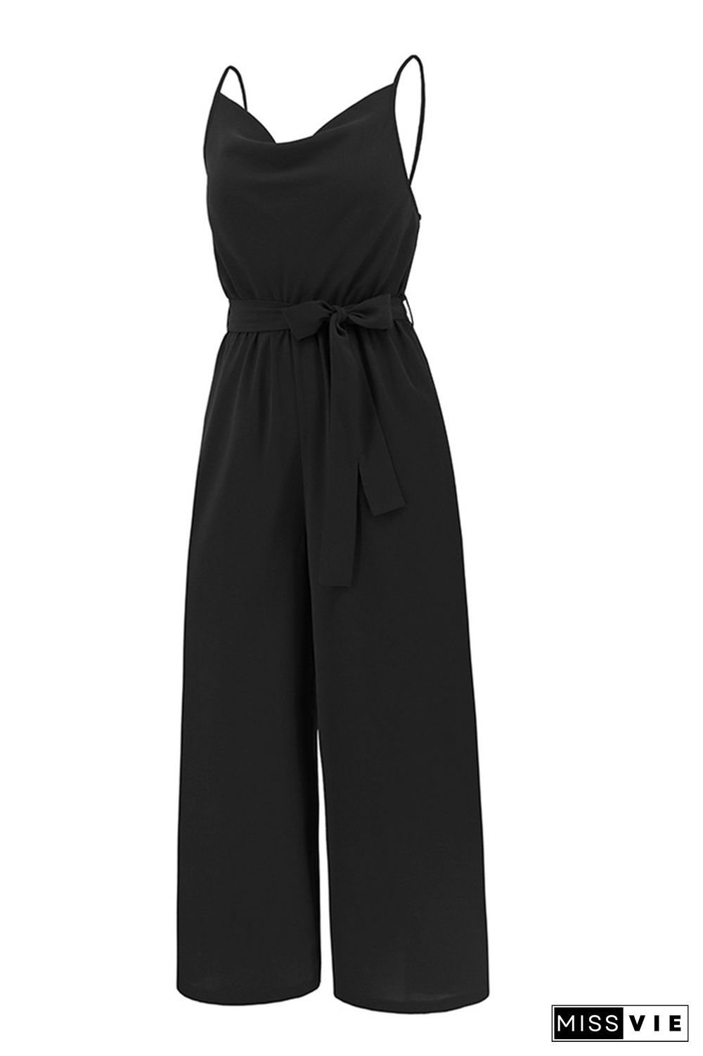 Swing Collar Wide Leg Cami Jumpsuit