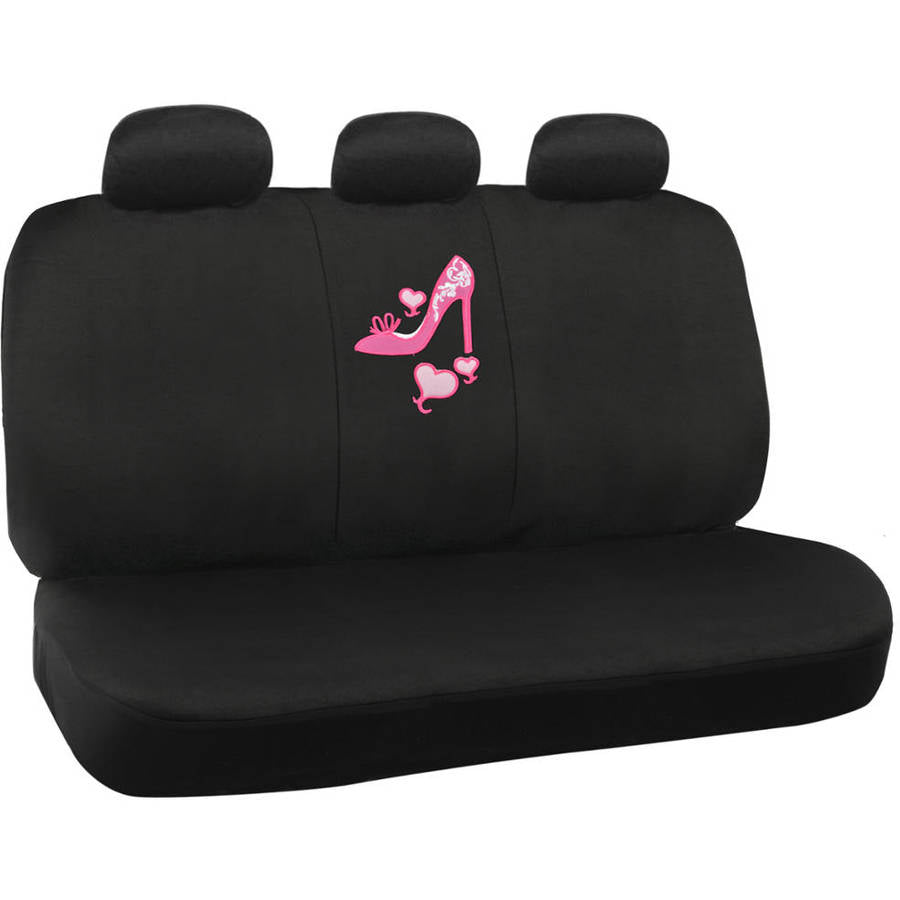 BDK Pink Love Heel Design Seat Covers for Car， SUV， Van and Truck， 9pc