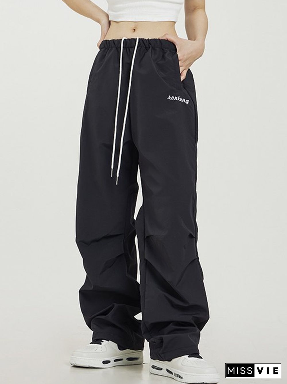 Ruched Zip Fly Baggy Sweatpants