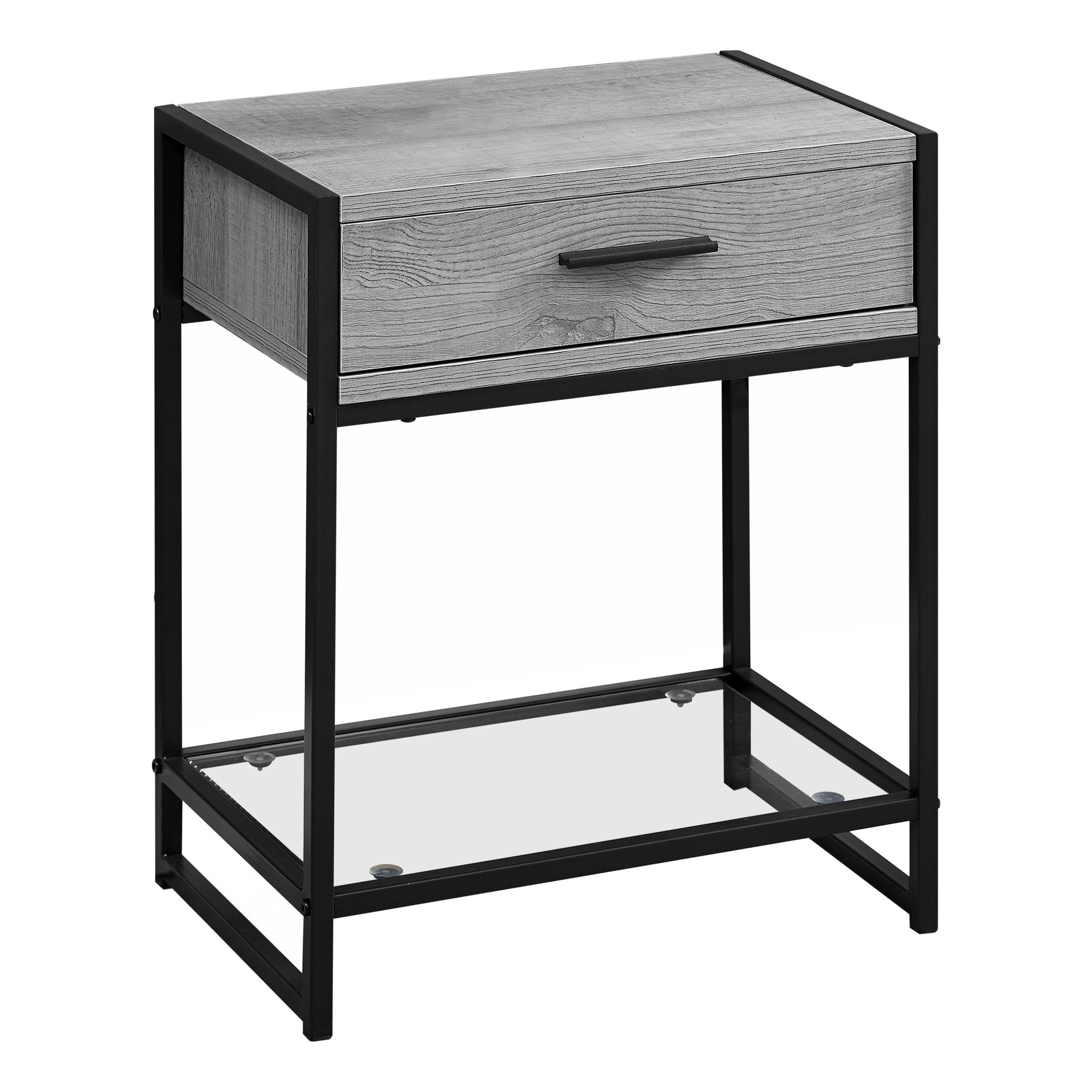 Accent Table， Side， End， Nightstand， Lamp， Storage Drawer， Living Room， Bedroom， Metal， Laminate， Tempered Glass