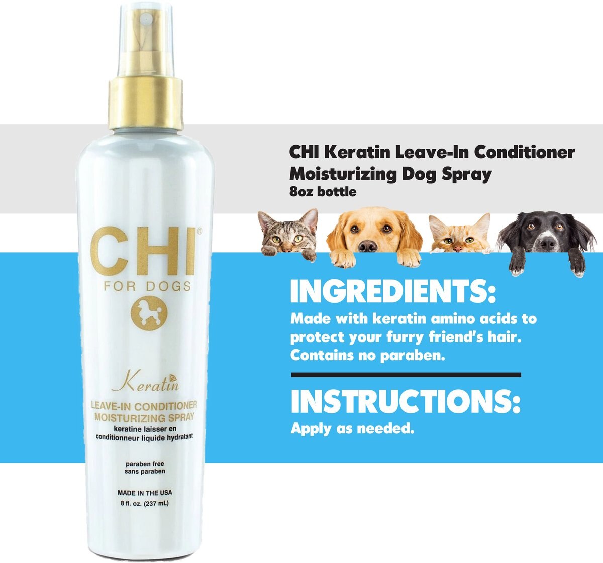 CHI Keratin Leave-In Conditioner Moisturizing Dog Spray