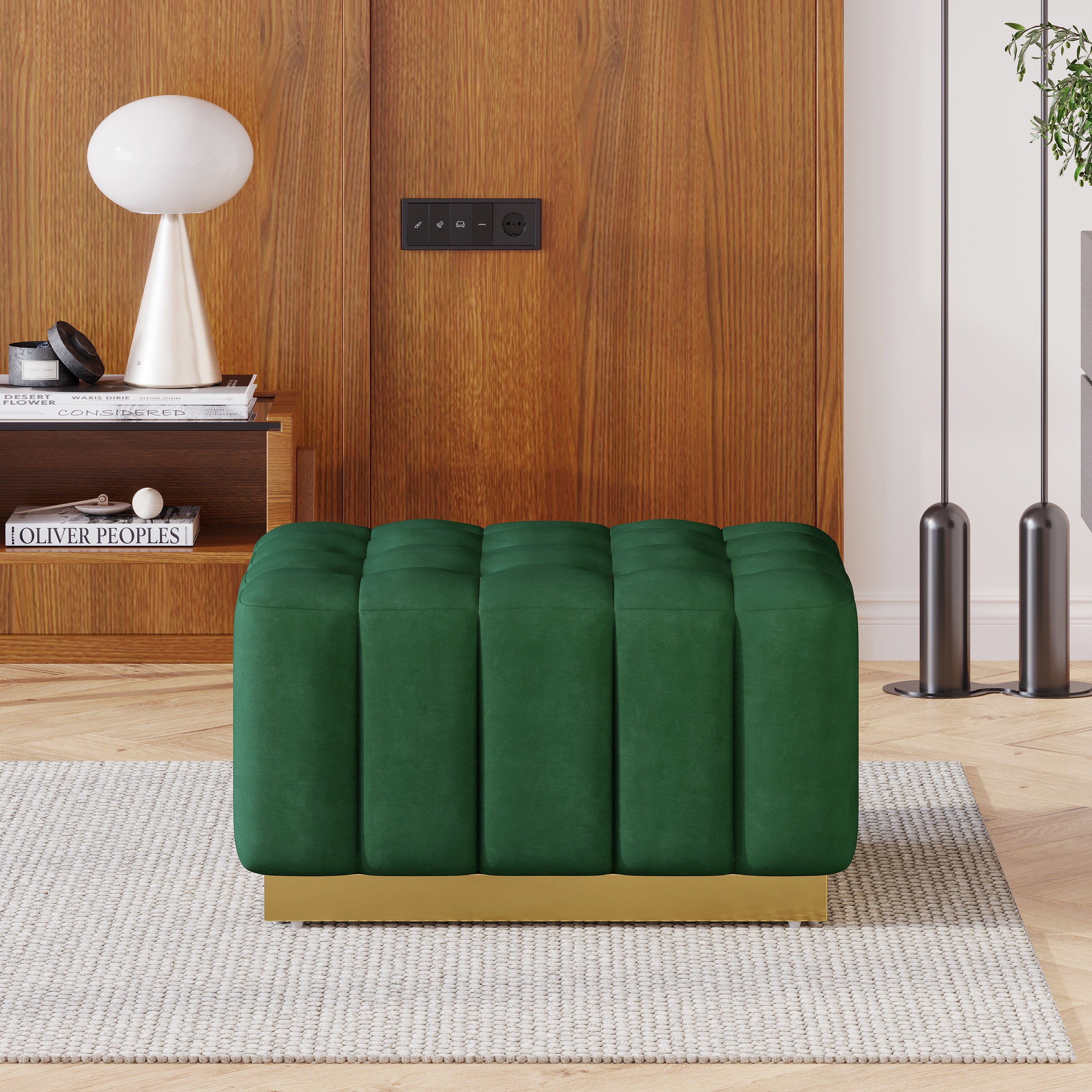 Fairfax Modern Glam Velvet Tufted Ottoman