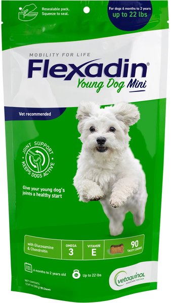 Vetoquinol Flexadin Dog Supplement， 12.69-oz bag， 90 count