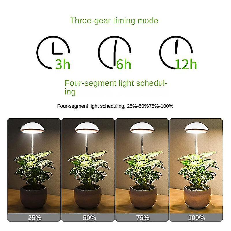 Grow Lights ， Full Spectrum Led Light， Height Adjustable With Auto On/off Timer 3/6/12h ， 4 Dimmabl