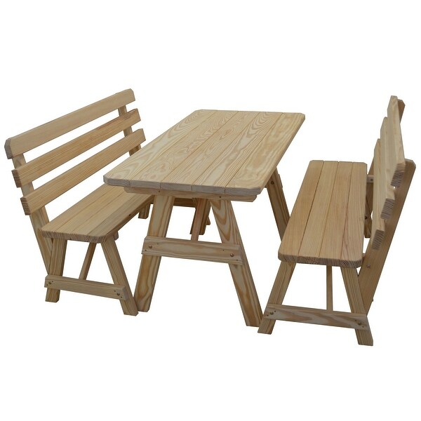 Pine 5' Picnic Table with 2 Backed Benches