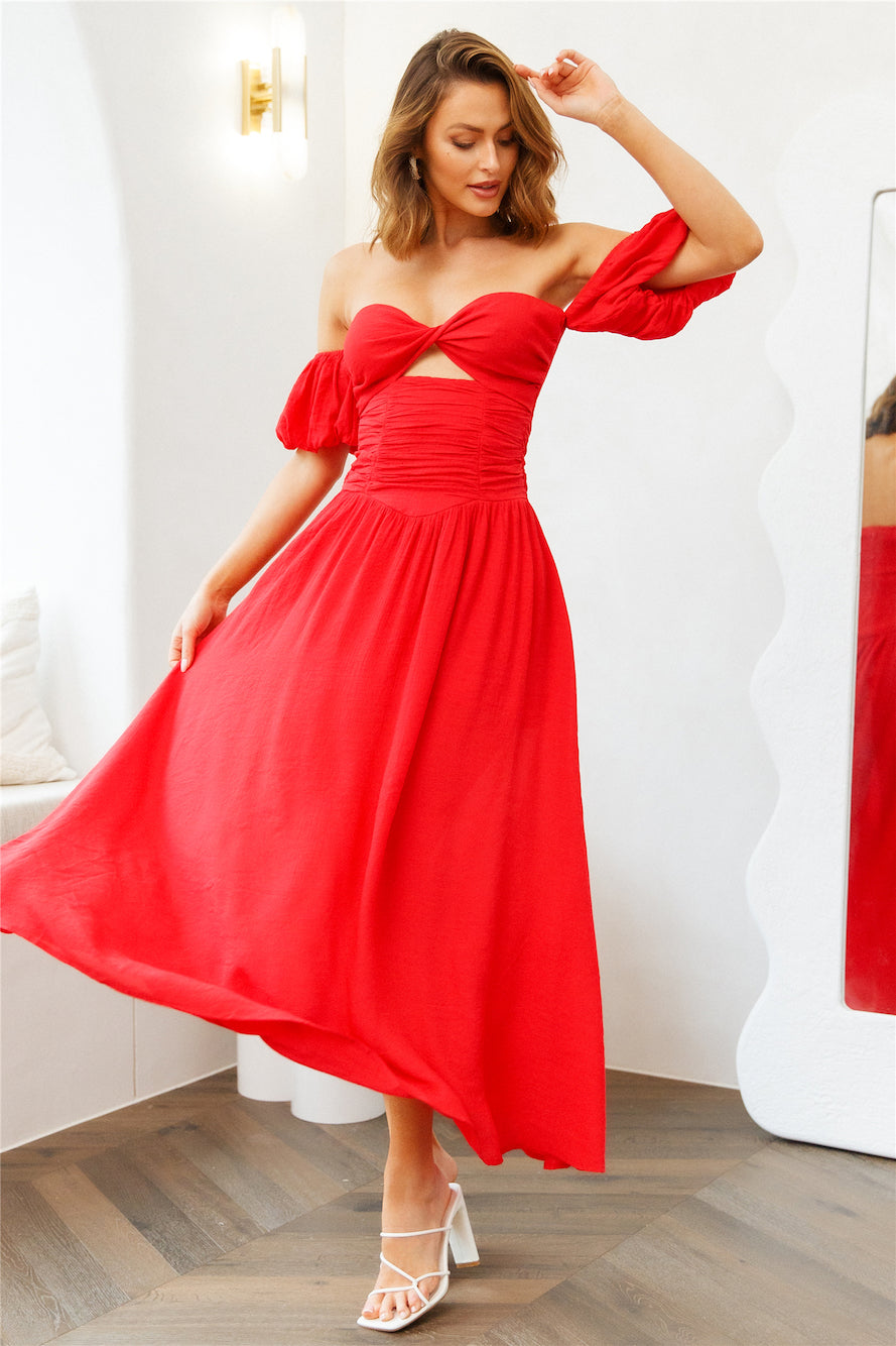 Nightly Dates Midi Dress Red