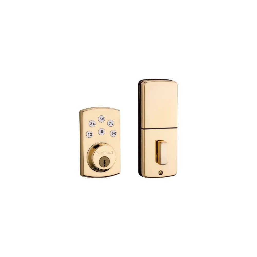 Polished Brass Keyed One Side Powerbolt 2 Electronic Deadbolt ;