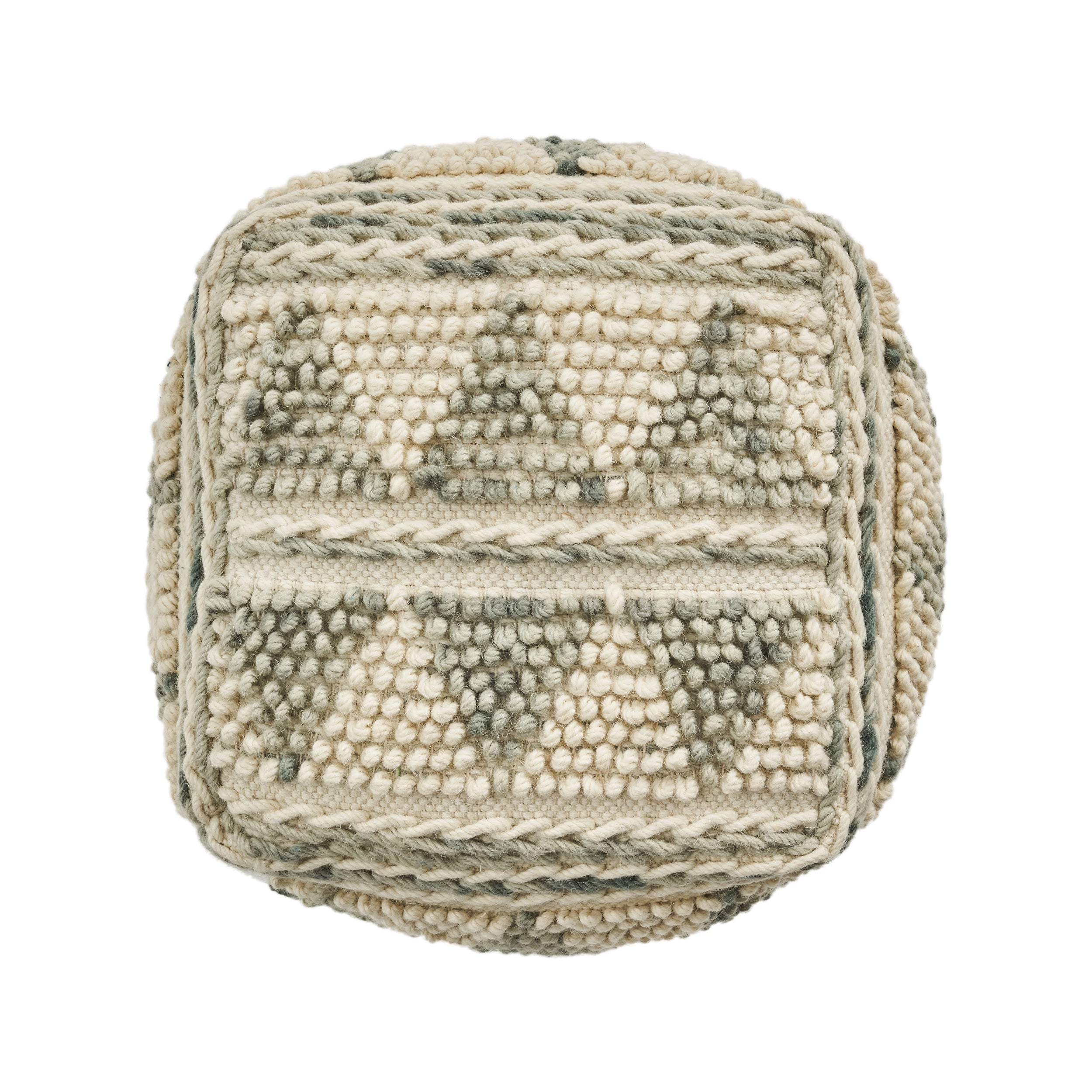 Rosalin Boho Wool and Cotton Ottoman Pouf