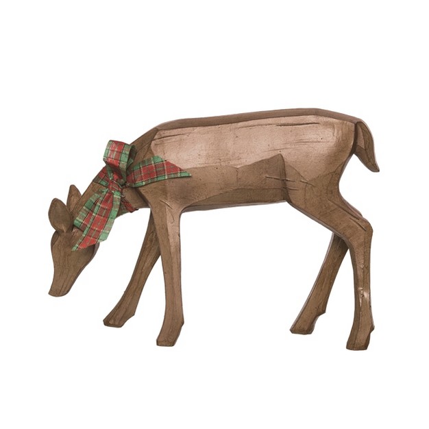 Transpac Resin 9 5 In Brown Christmas Carved Doe Reindeer Figurine