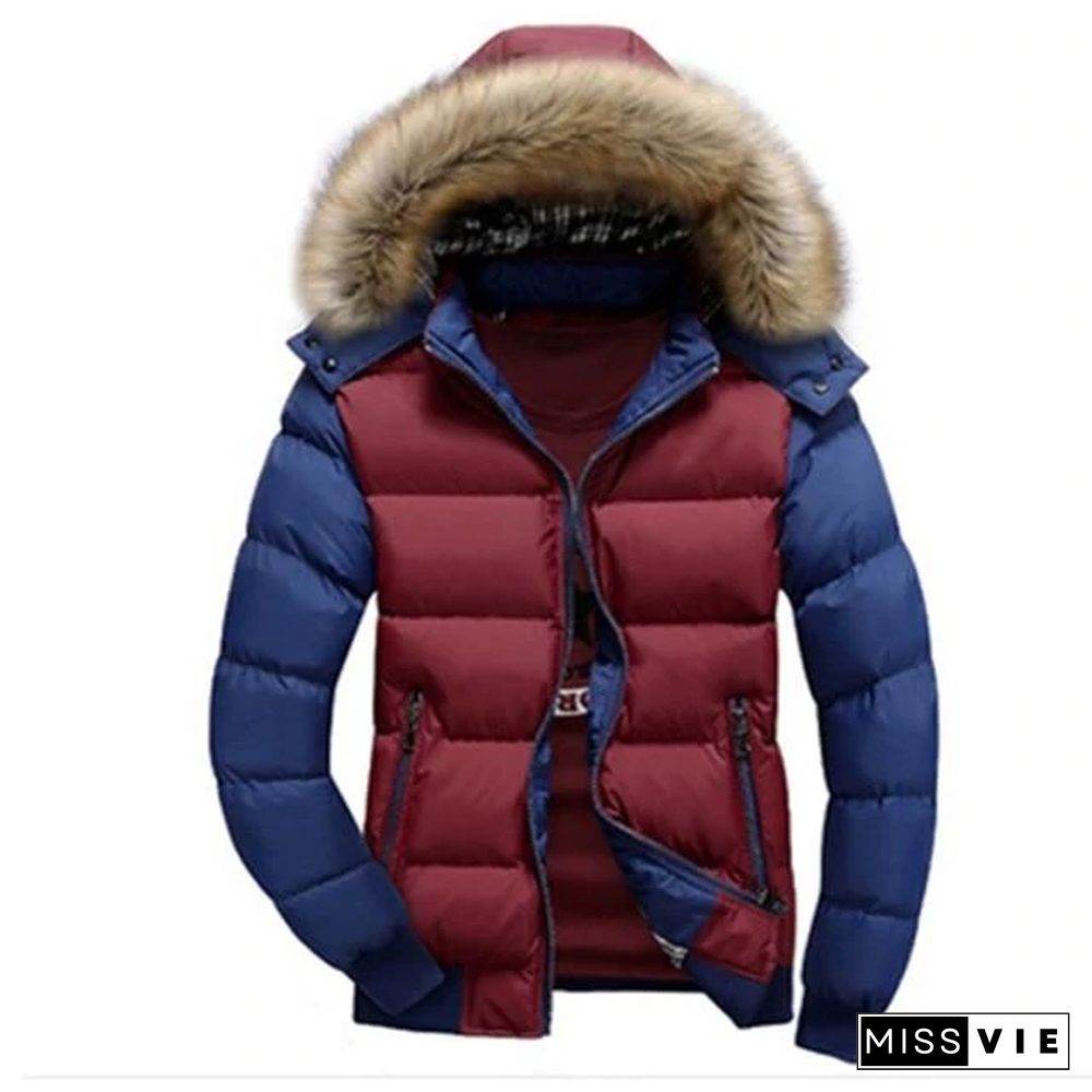 Men's Winter Jackets Thick Hooded Fur Collar Parka Men Coats Casual Padded Mens Jackets