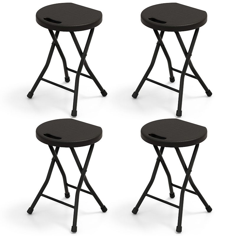 Set Of 4 18 Inch Collapsible Round Stools With Handle