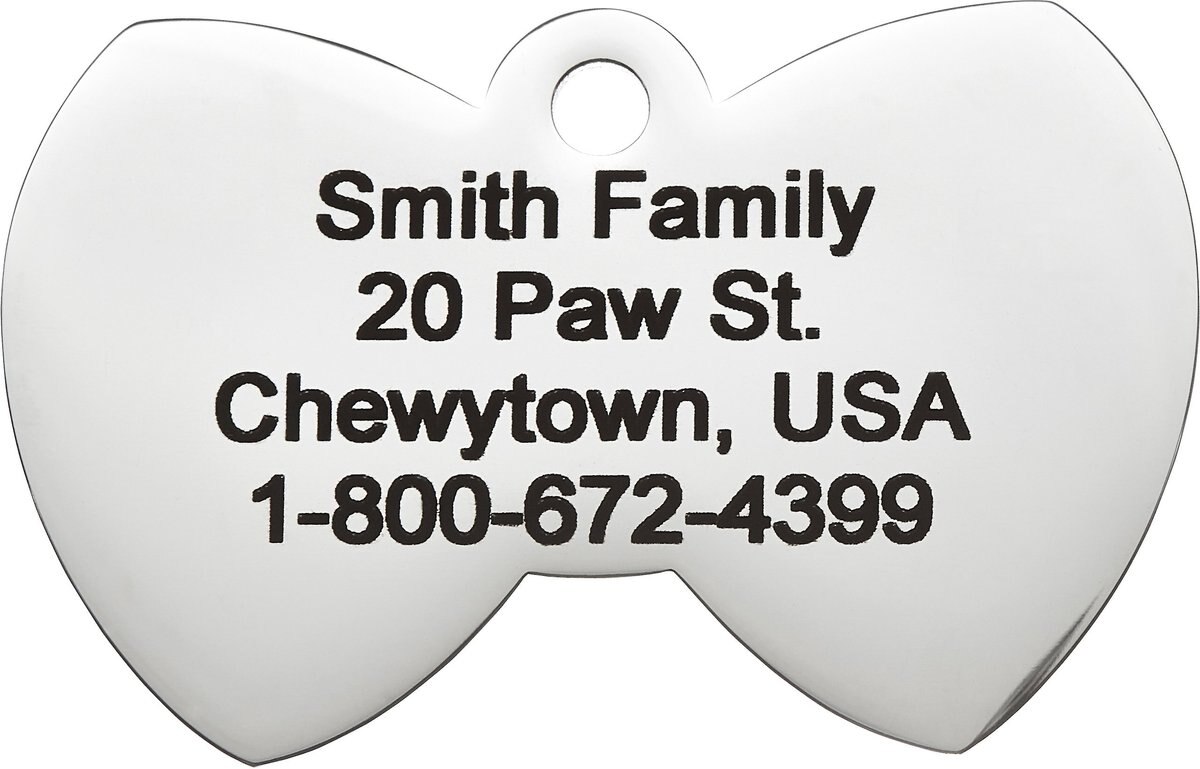 Frisco Stainless Steel Personalized Dog and Cat ID Tag， Bow Tie