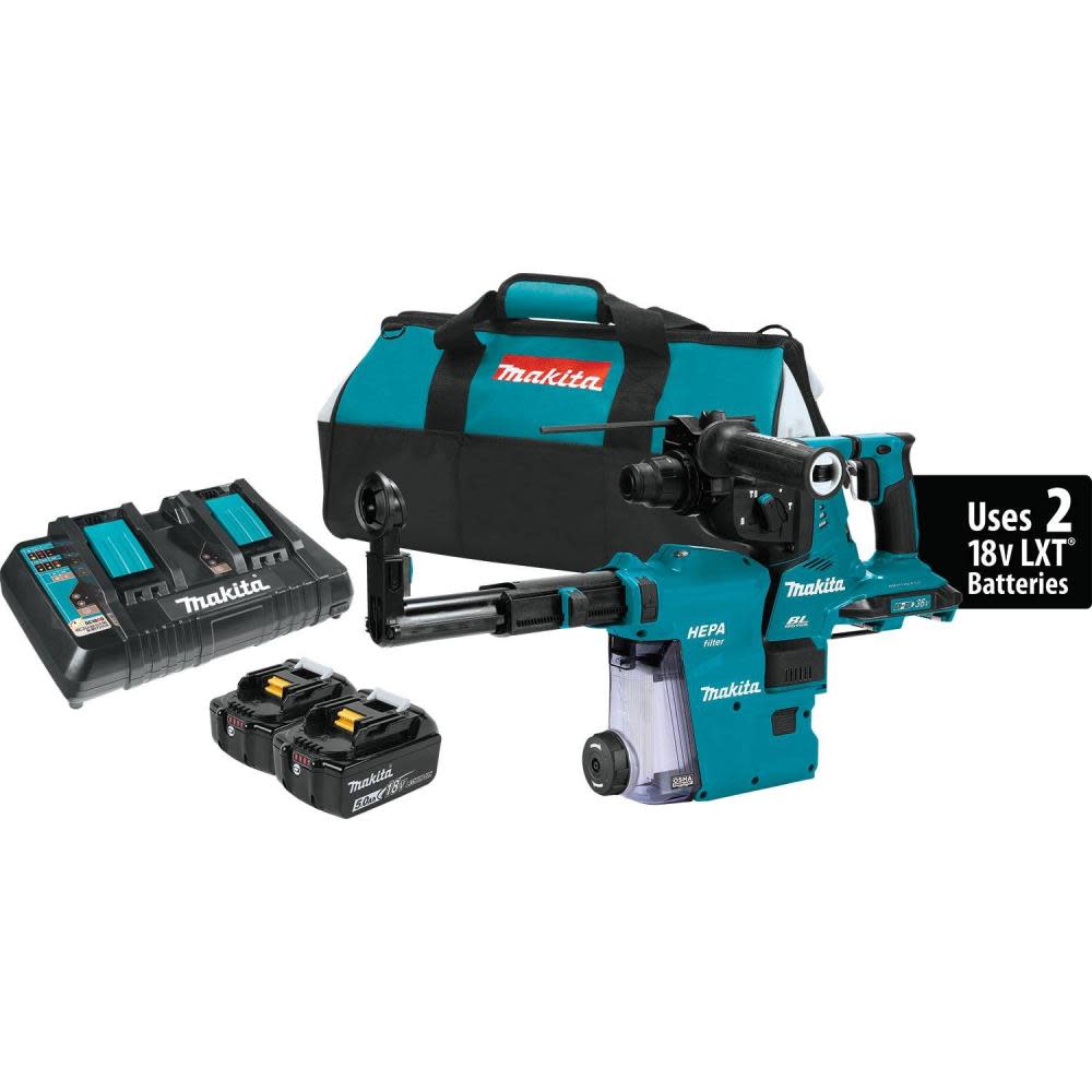 18V X2 LXT? Lithium-Ion (36V) Brushless Cordless 1-1/8 In. AVT? Rotary Hammer Kit， Accepts SDS-Plus Bits w/ Extractor， AWS? (5.0Ah) ;