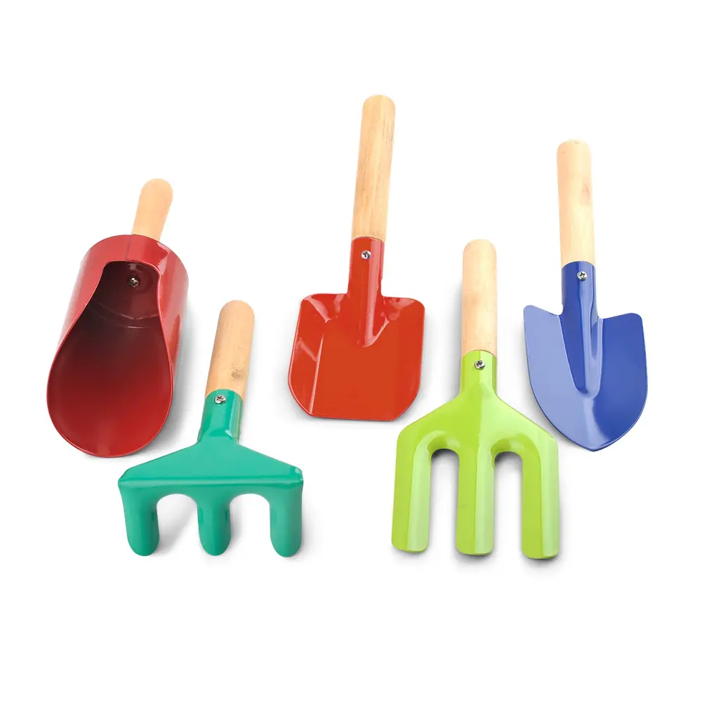 Child Mini Kids Metal Shovel Small Gardening Digging Wth Wood Grip Children Garden Tools Set