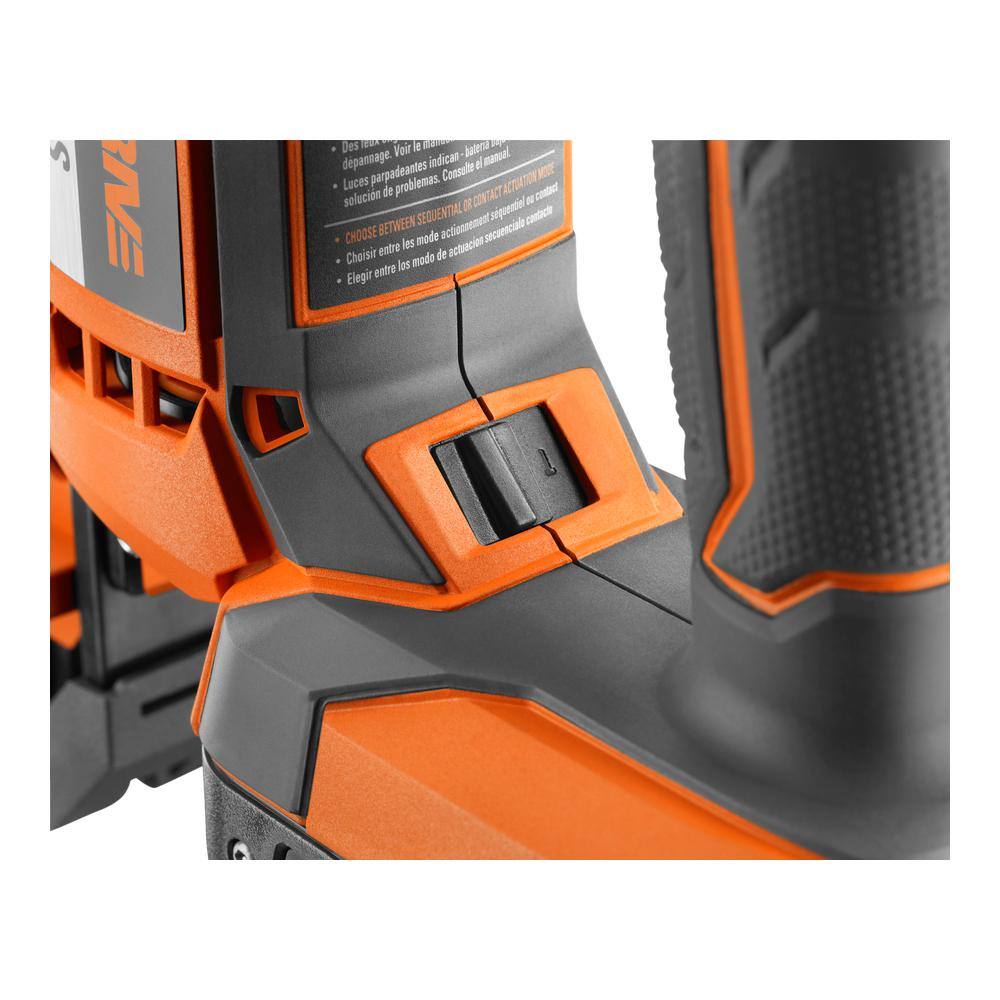 RIDGID 18V Brushless Cordless HYPERDRIVE 16-Gauge 2-12 in. Straight Finish Nailer(Tool Only) Belt Clip Bag Sample Nails R09892B