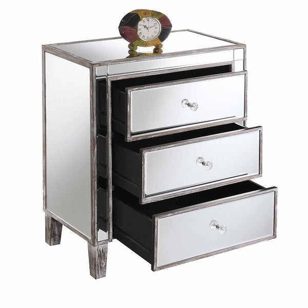 Silver Orchid Olivia 3-drawer Mirrored End Table