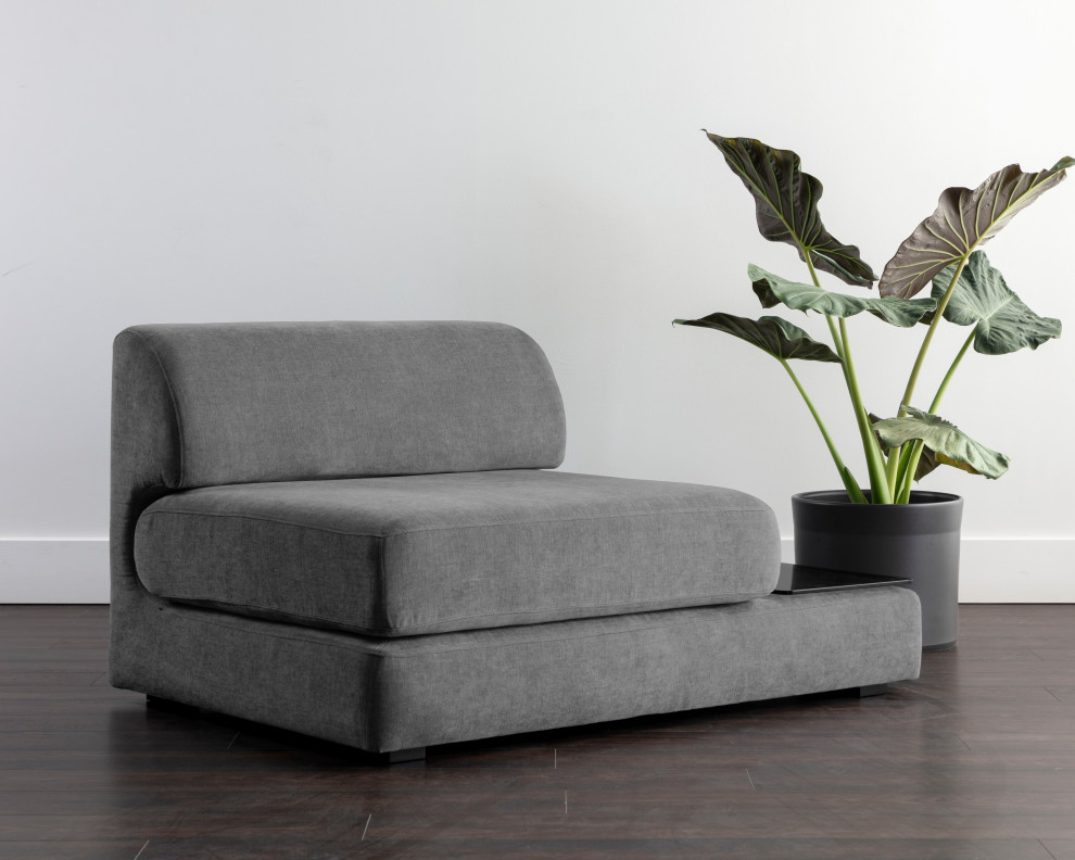 Harmony Modular Armless Chair Right Shelf Danny Dark Grey   Transitional   Armchairs And Accent Chairs   by Sunpan Modern Home  Houzz