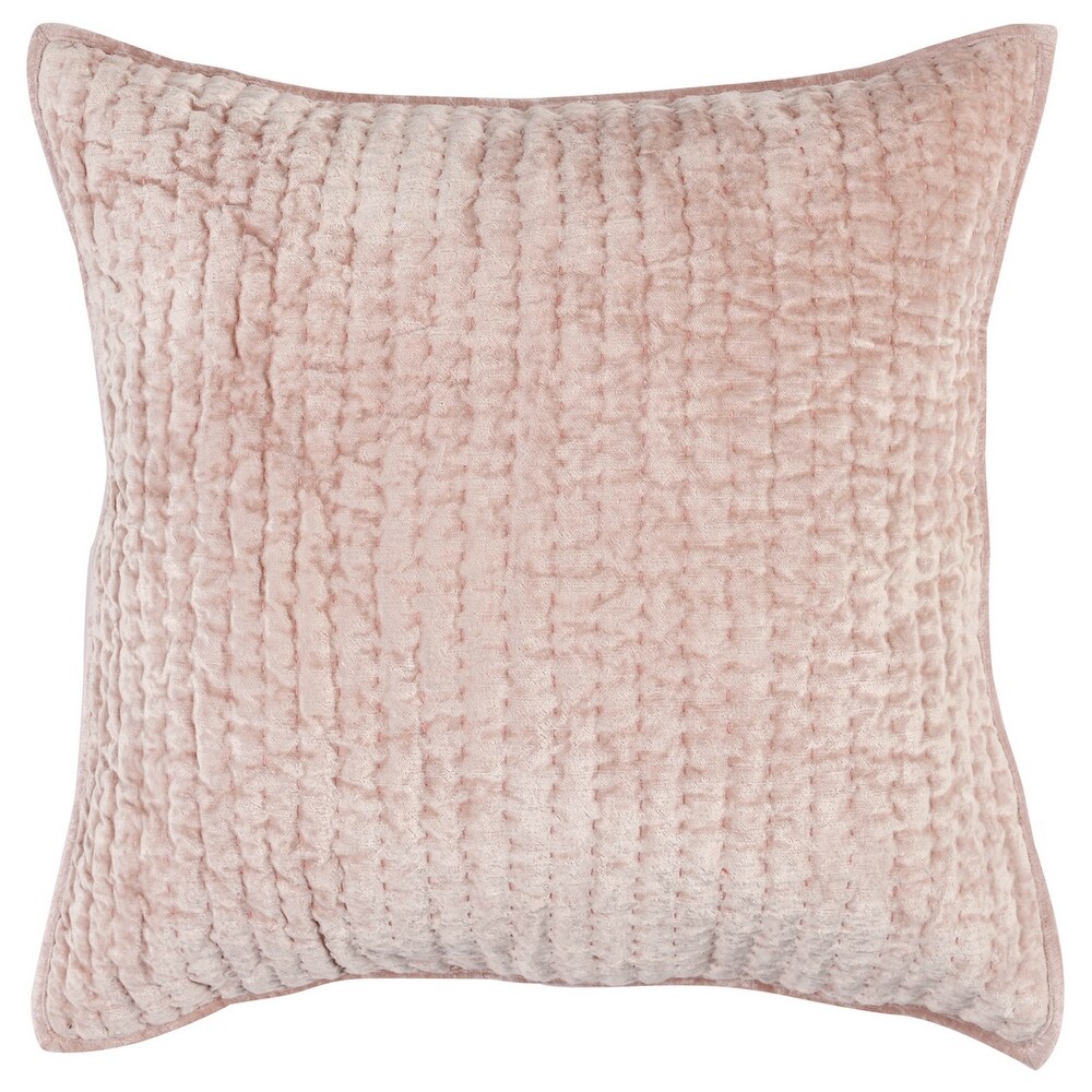 Lipa 26 Inch Square Handmade Euro Pillow Sham with Rayon Velvet  Bliss Pink