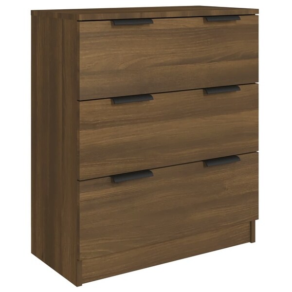 3 Piece Sideboards Brown Oak Engineered Wood