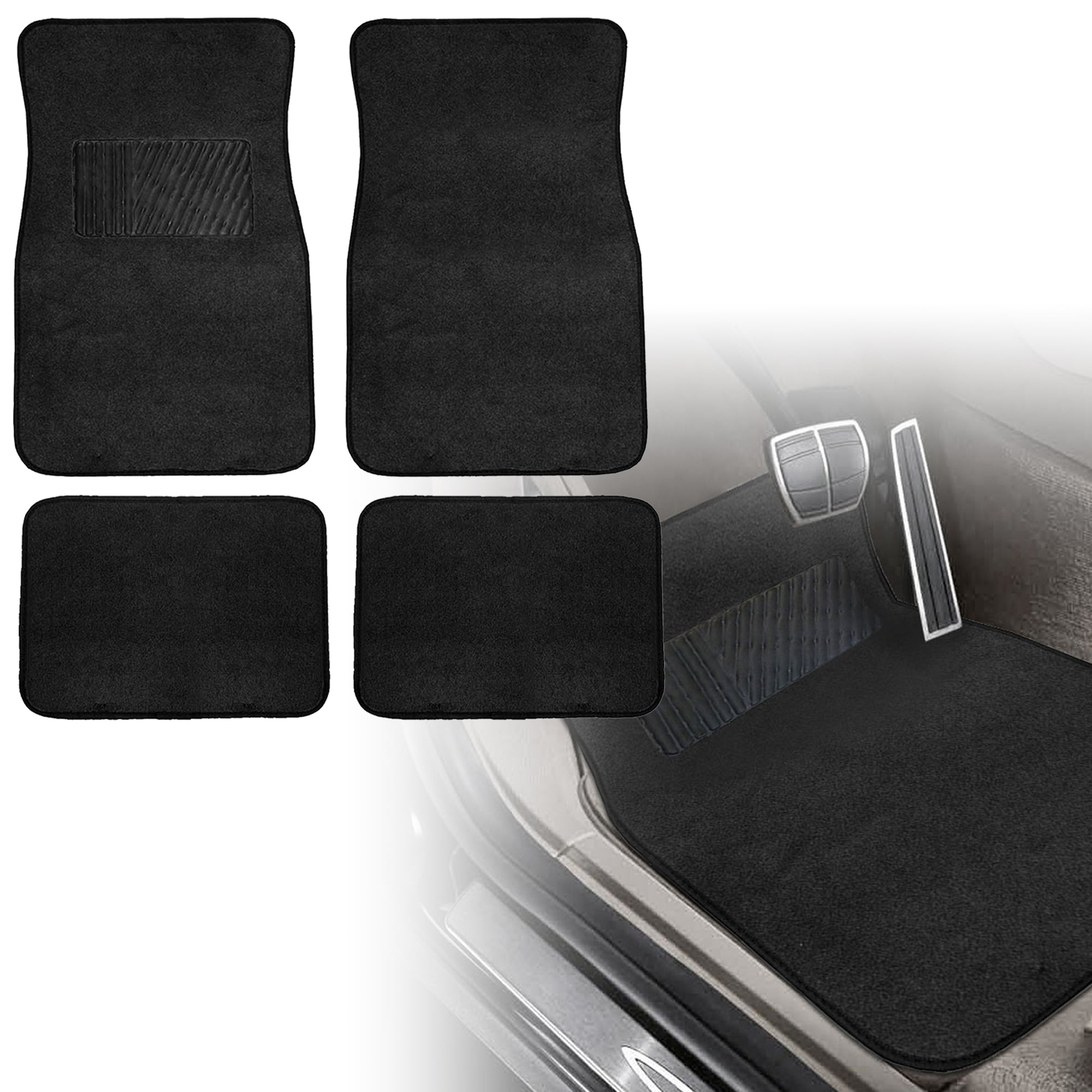 FH Group FH Travel Master Car Seat Covers for Auto Complete Seat Covers Set with Black Premium Carpet Floor Mats Red Black