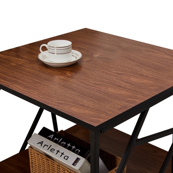 VECELO End Table/Sofa Table/Coffee Table/Bedside Table Brown Finish