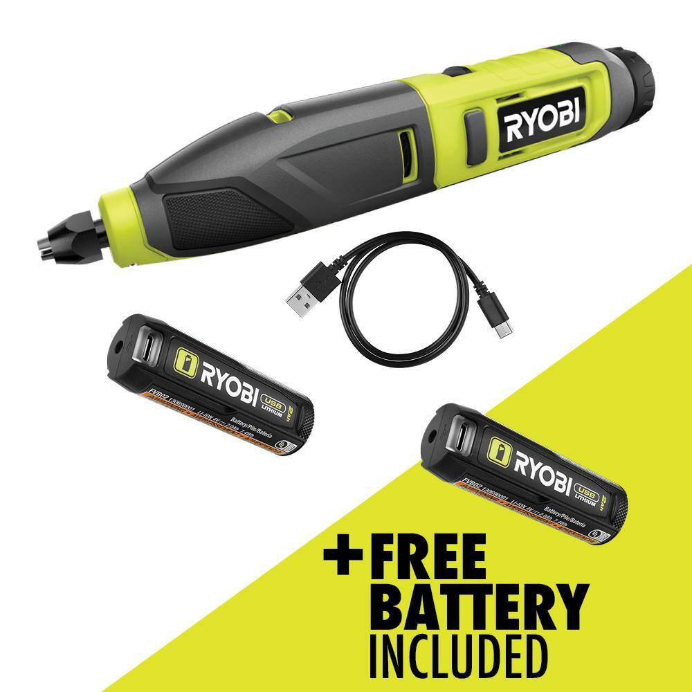 RYOBI USB Lithium Power Carver Kit with FREE USB Lithium 2.0 Ah Lithium Rechargeable Battery FVH51K-FVB02