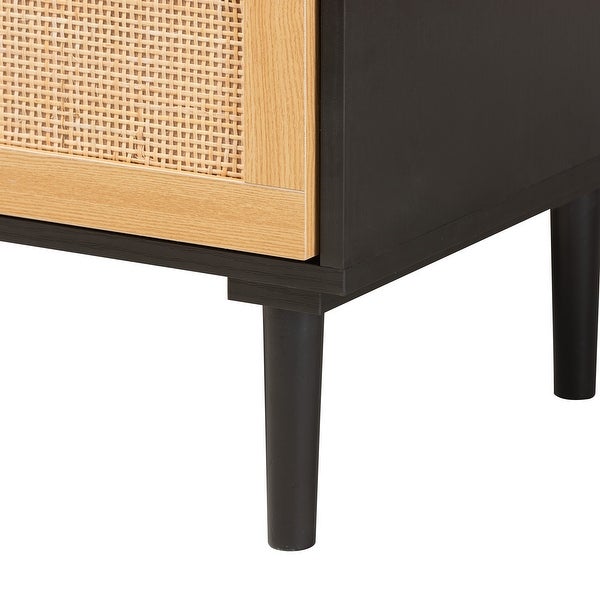 Maureen Mid-Century Modern Espresso Brown Wood and Rattan 5-Drawer Storage Cabinet - - 36118438