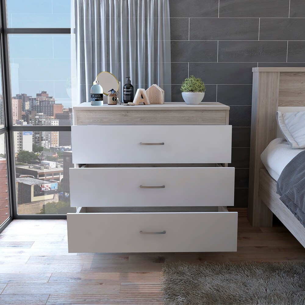 Minimalist Style 3 Drawer Rectangle Dresser  Modern Storage Organizer Dresser  Accent Chests of Drawers for Living Room Bedroom