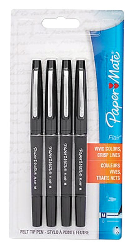 FELT TIP PEN BLK 4PK