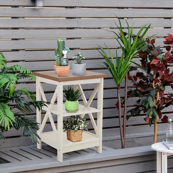 End Table with 3-Tier Storage Shelf