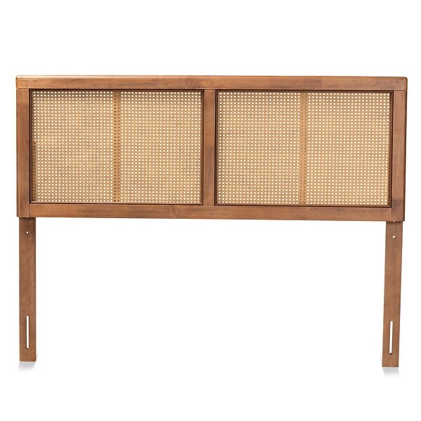 Gilbert Ash Walnut Wood and Synthetic Rattan Headboard - - 32969778