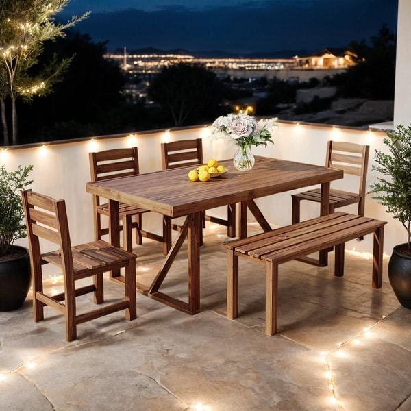 Multiscene Application Highquality Acacia Wood Outdoor Table and Chair Set，Suitable for Patio，Balcony，Backyard，Natural