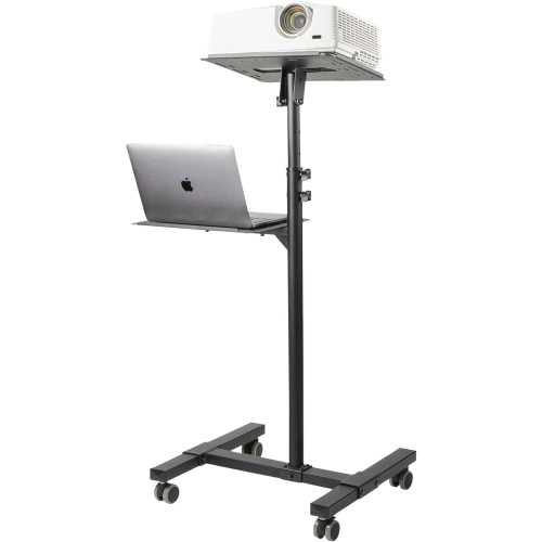 StarTech Mobile Projector and Laptop Stand/Cart， Heavy Duty Portable Projector Stand/Presentation Cart (22lb/shelf)， Height Adjustable (ADJPROJCART)