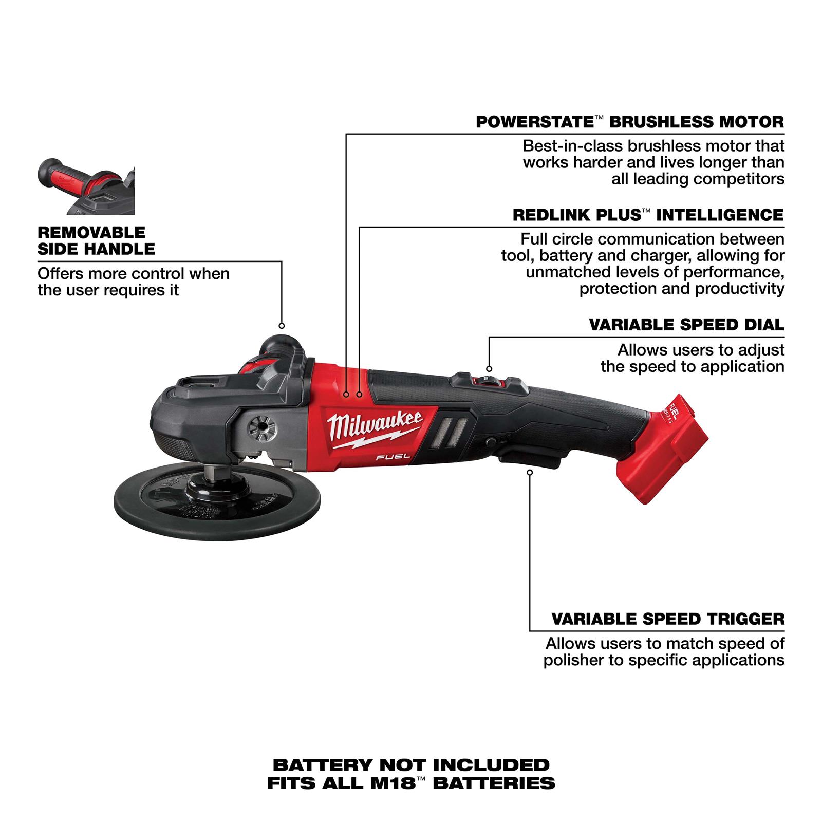 Milwaukee Tool 2738-20 Milwaukee M18 FUEL Variable Speed Polishers