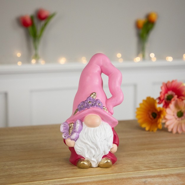 Northlight Spring Gnome Figurine And Butterfly 7 quot Pink And Fuchsia