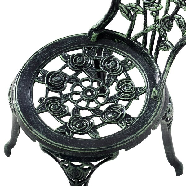 Costway Patio Furniture Cast Aluminum Rose Design Bistro Set Antique