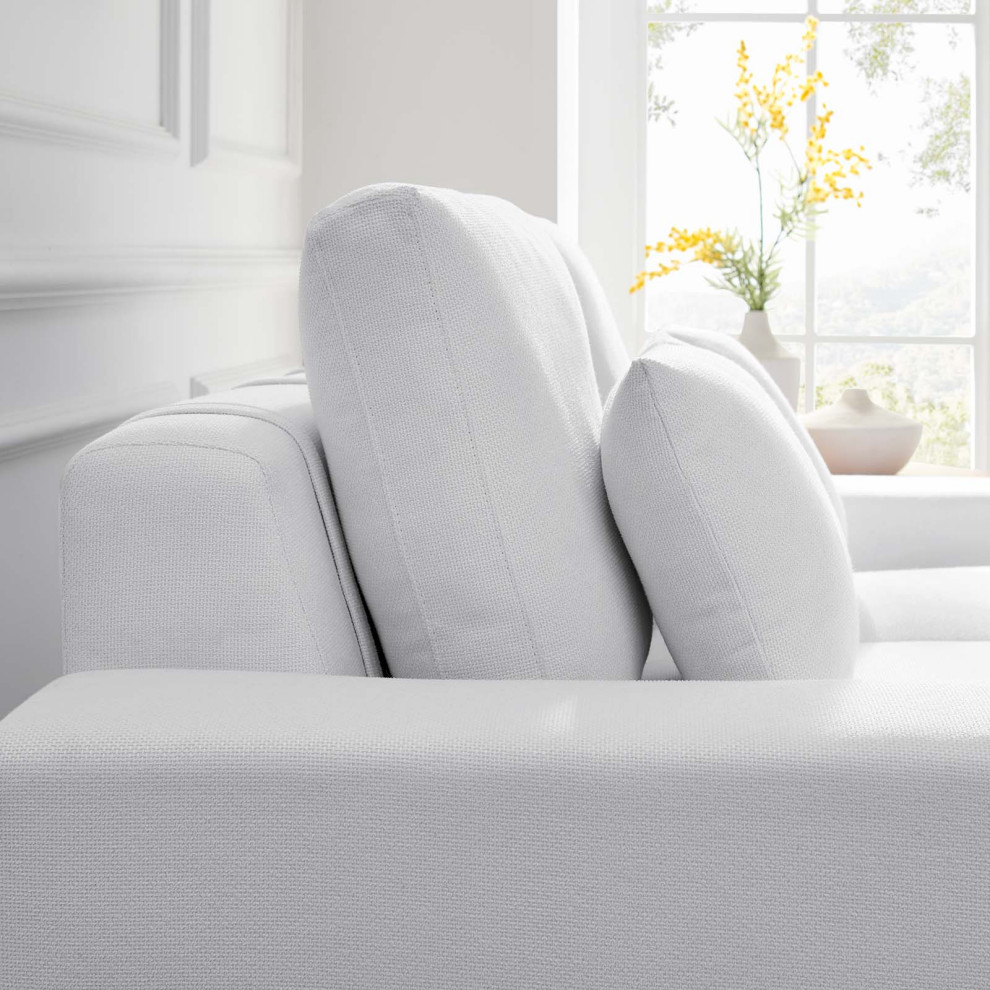 Proximity Upholstered Fabric Loveseat  White   Midcentury   Loveseats   by Homesquare  Houzz