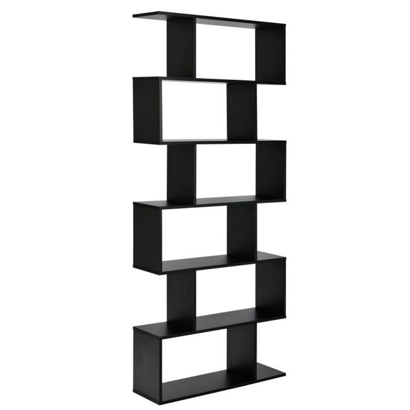 Hivago 6 Tier S-Shaped Bookshelf Storage Display Bookcase Decor Z-Shelf