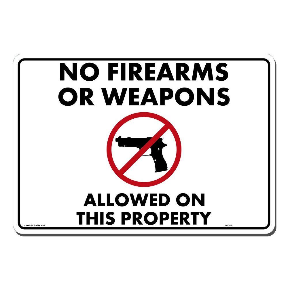 Lynch Sign 14 in. x 10 in. No Fire Arms Sign Printed on More Durable Thicker Longer Lasting Styrene Plastic R-172