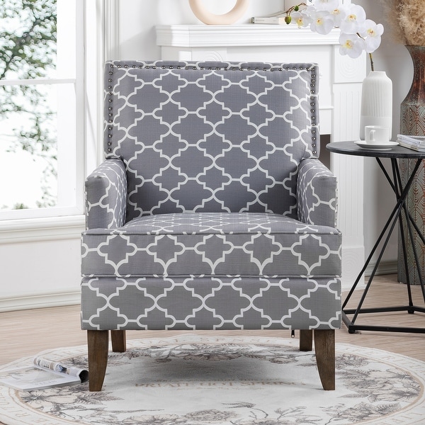 Fabric Accent Chairs for Living Room with Nailheads