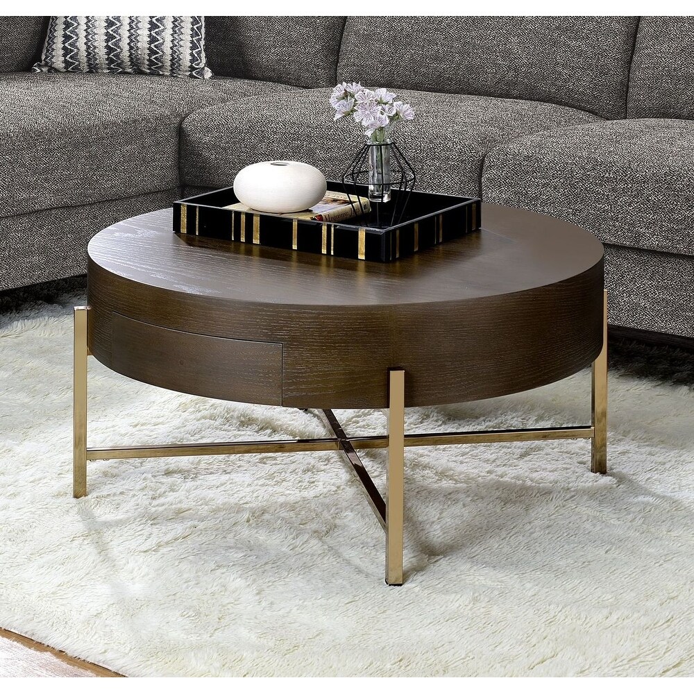 Contemporary Style Weyton Coffee Table  Dark Oak   Champagne