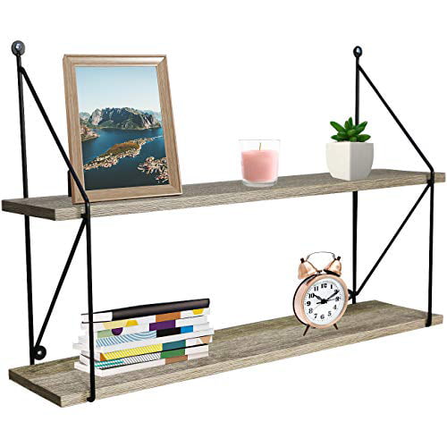 Sorbus 2 Tier Floating Shelves, For Photos, Decorative Items, and Much More - (Grey)Medium Density Fiberboard